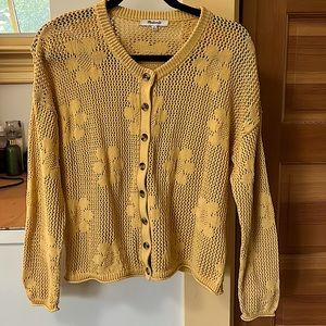 Madewell daisy Spring or Fall pale gold Cardigan.